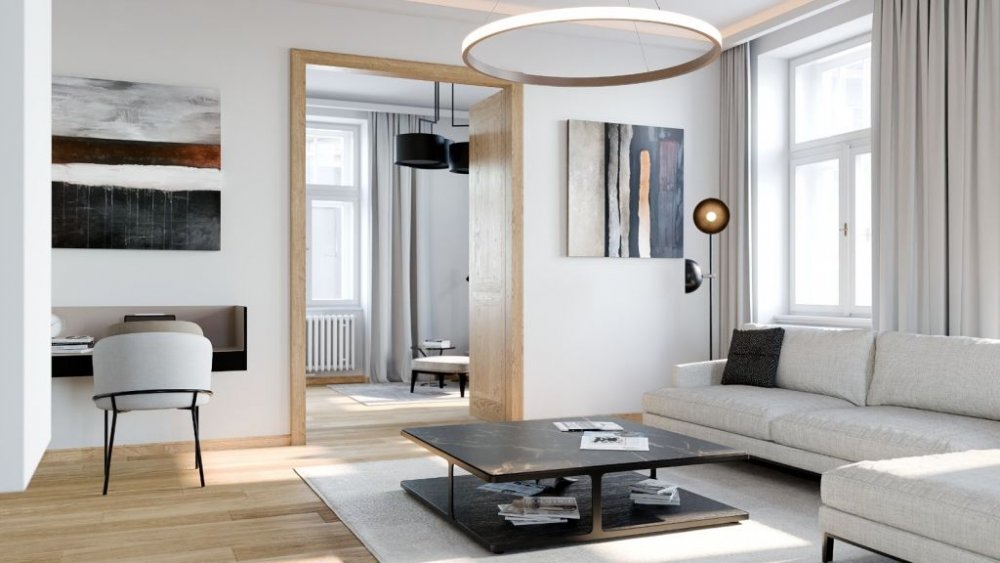 Trendy luxusních bytů v Praze jsou minimalismus, dřevěné podlahy i světlý interiér