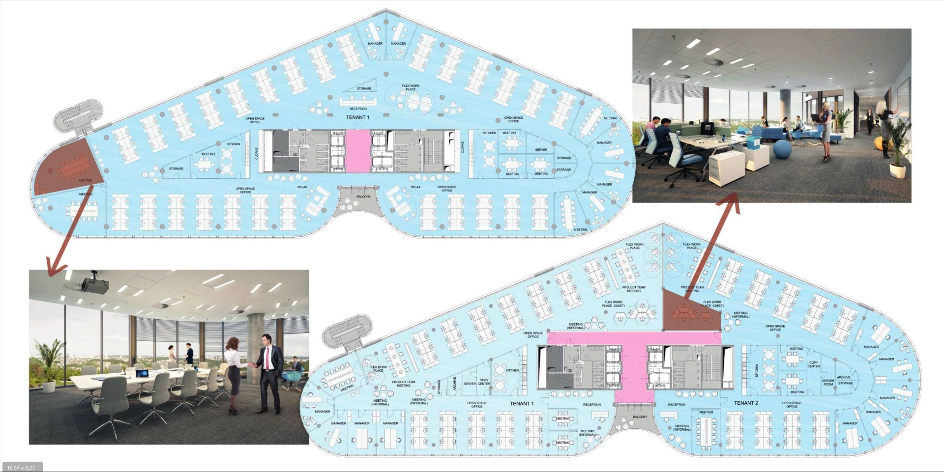 rozmístění kanceláří