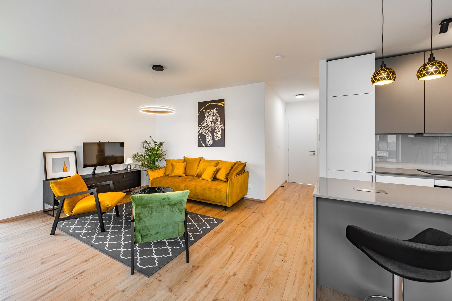 obývací pokoj s kuchyní