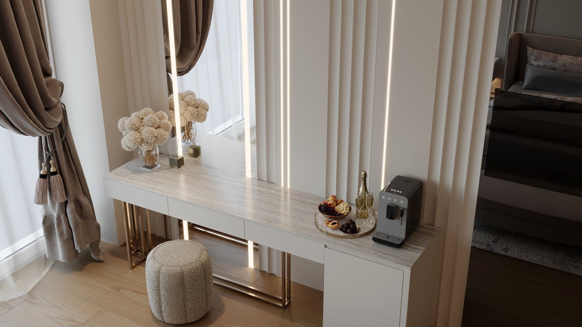 luxusní stůl z travertinu